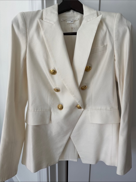 Veronica Beard Jackets & Blazers - Veronica Beard White Linen Miller Dickey Jacket Gold Buttons Size 4